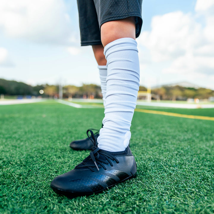 White Football Padded Long Kids Socks