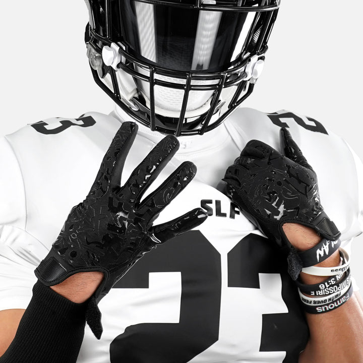 Black Sticky Football Receiver Gloves
