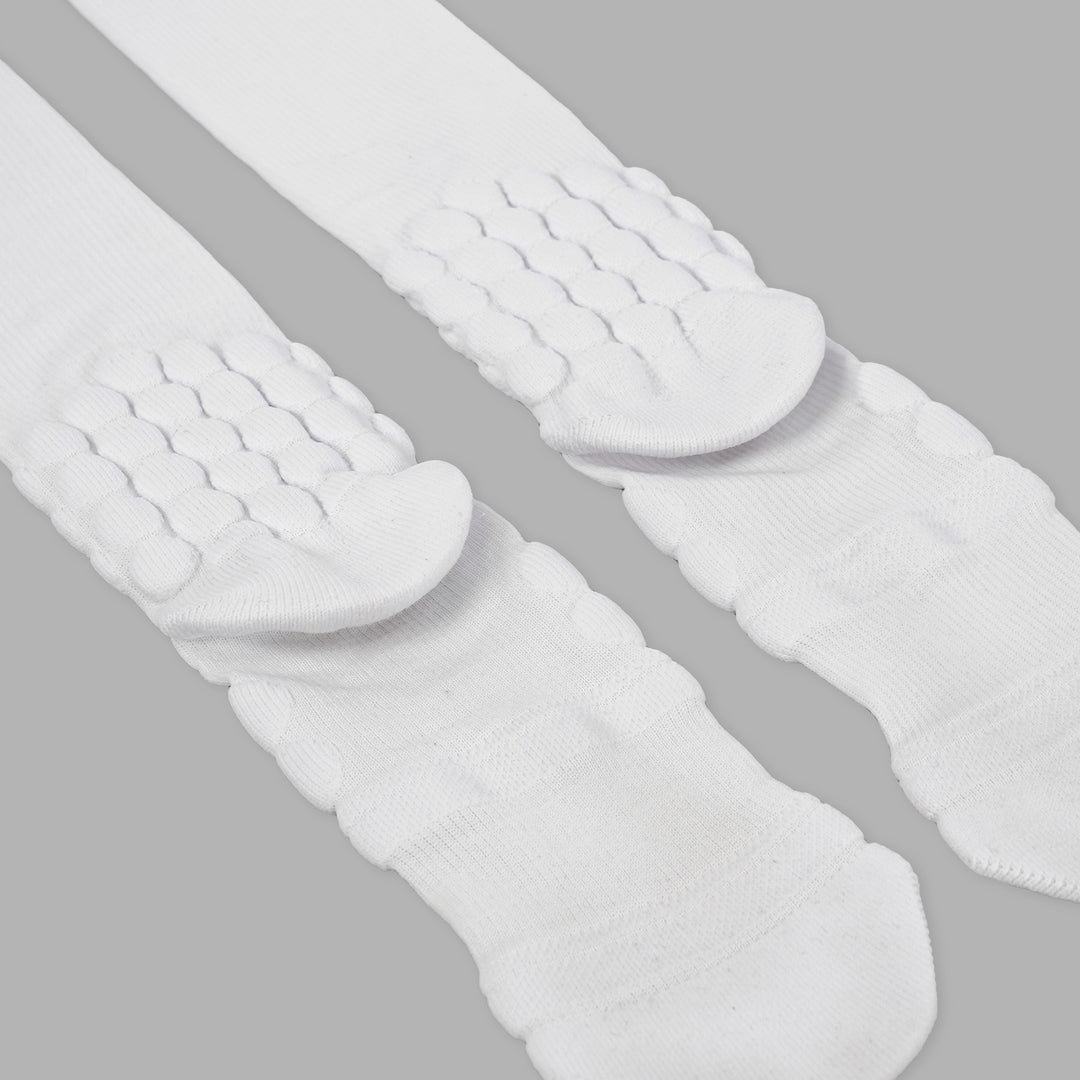 White Football Padded Long Kids Socks