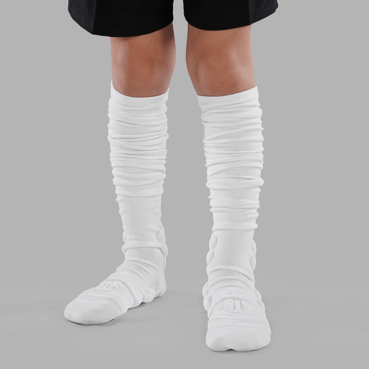 White Football Padded Long Kids Socks