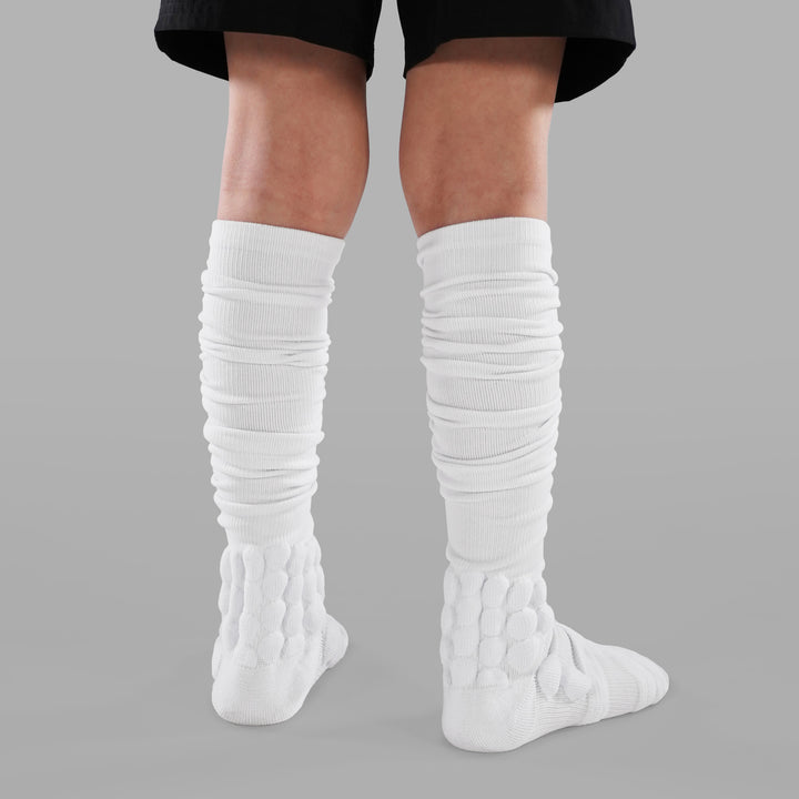 White Football Padded Long Kids Socks