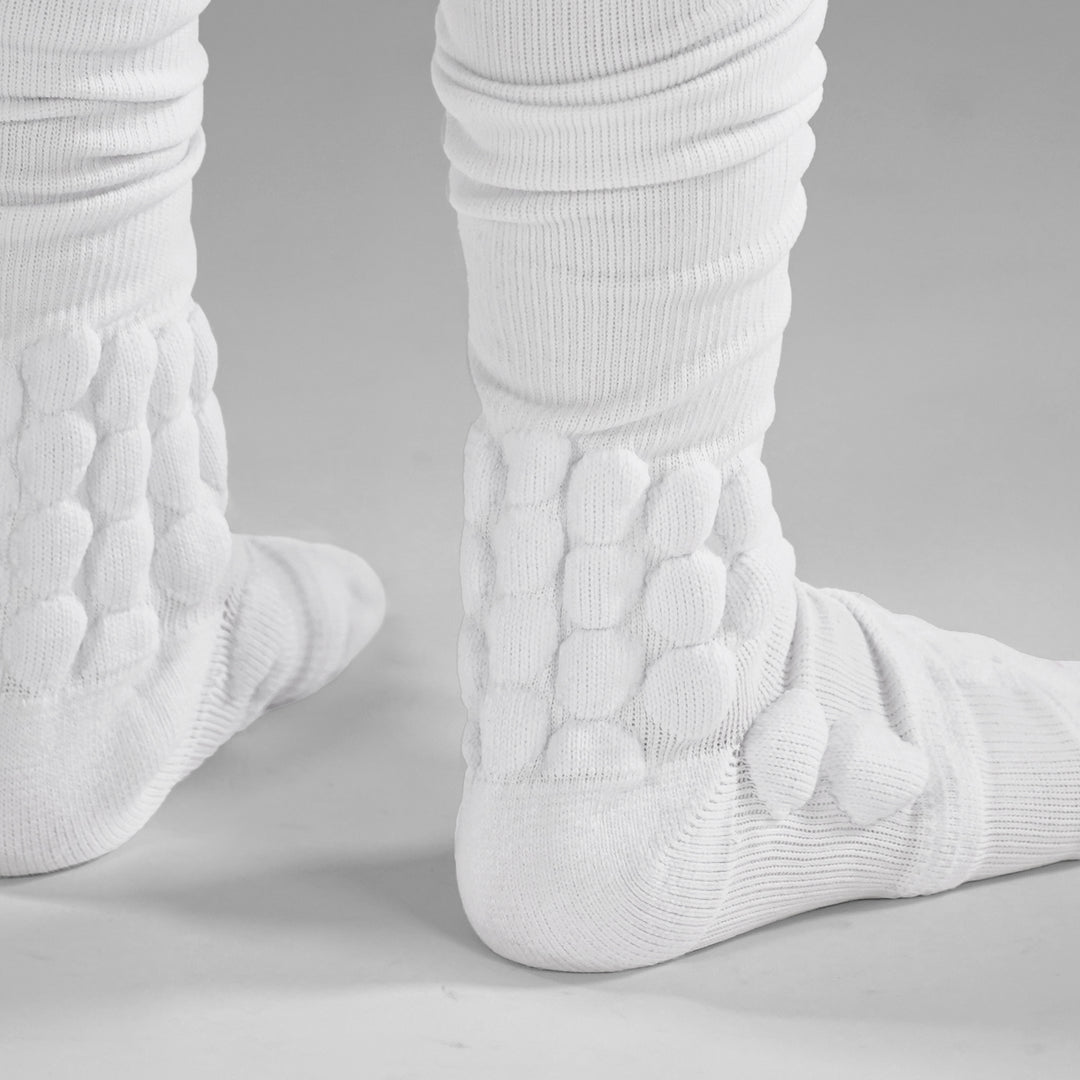 White Football Padded Long Kids Socks