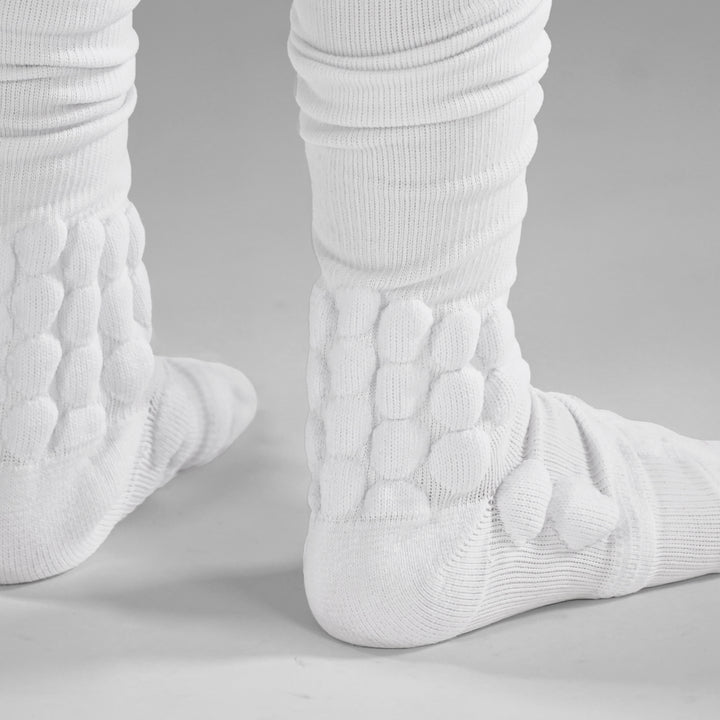 White Football Padded Long Kids Socks