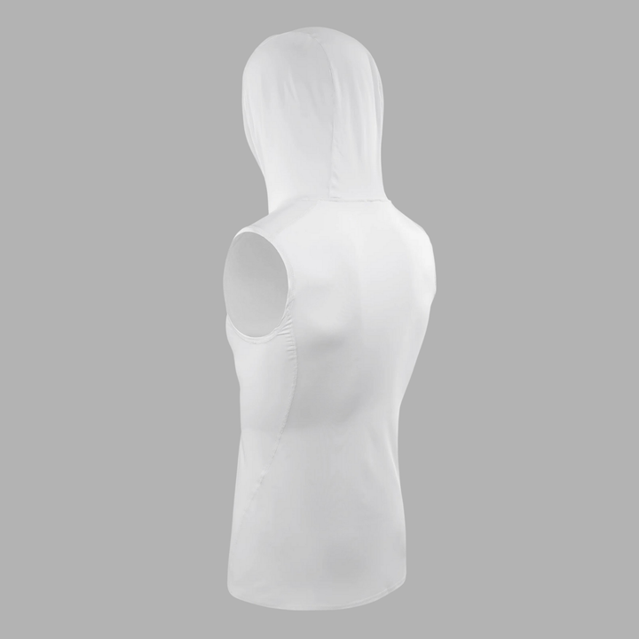 White Sleeveless Compression Hoodie
