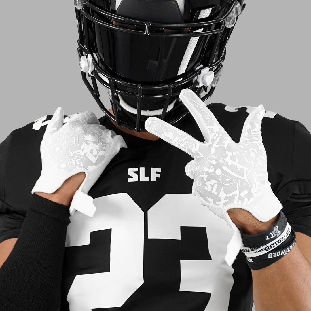 White Sticky Football Receiver Gloves