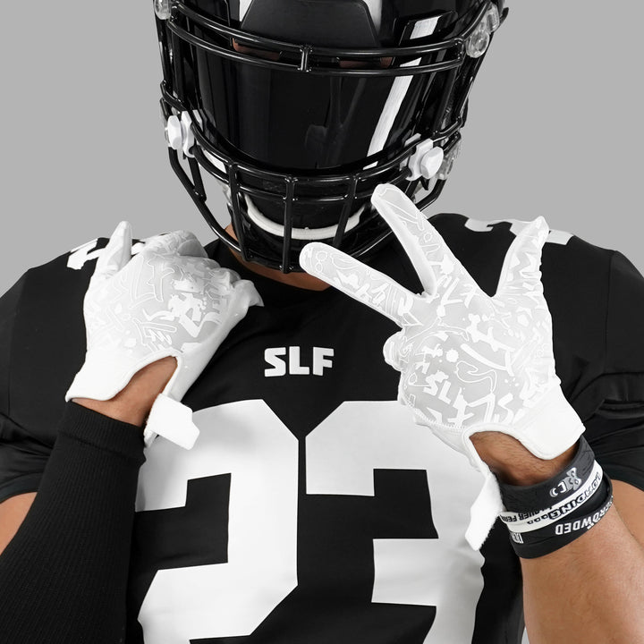 White Sticky Football Receiver Gloves