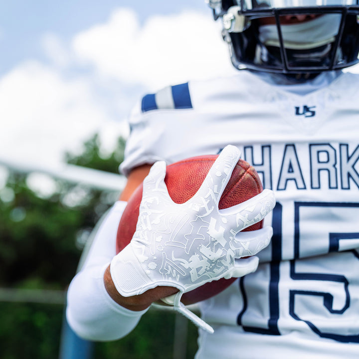 White Sticky Football Receiver Gloves