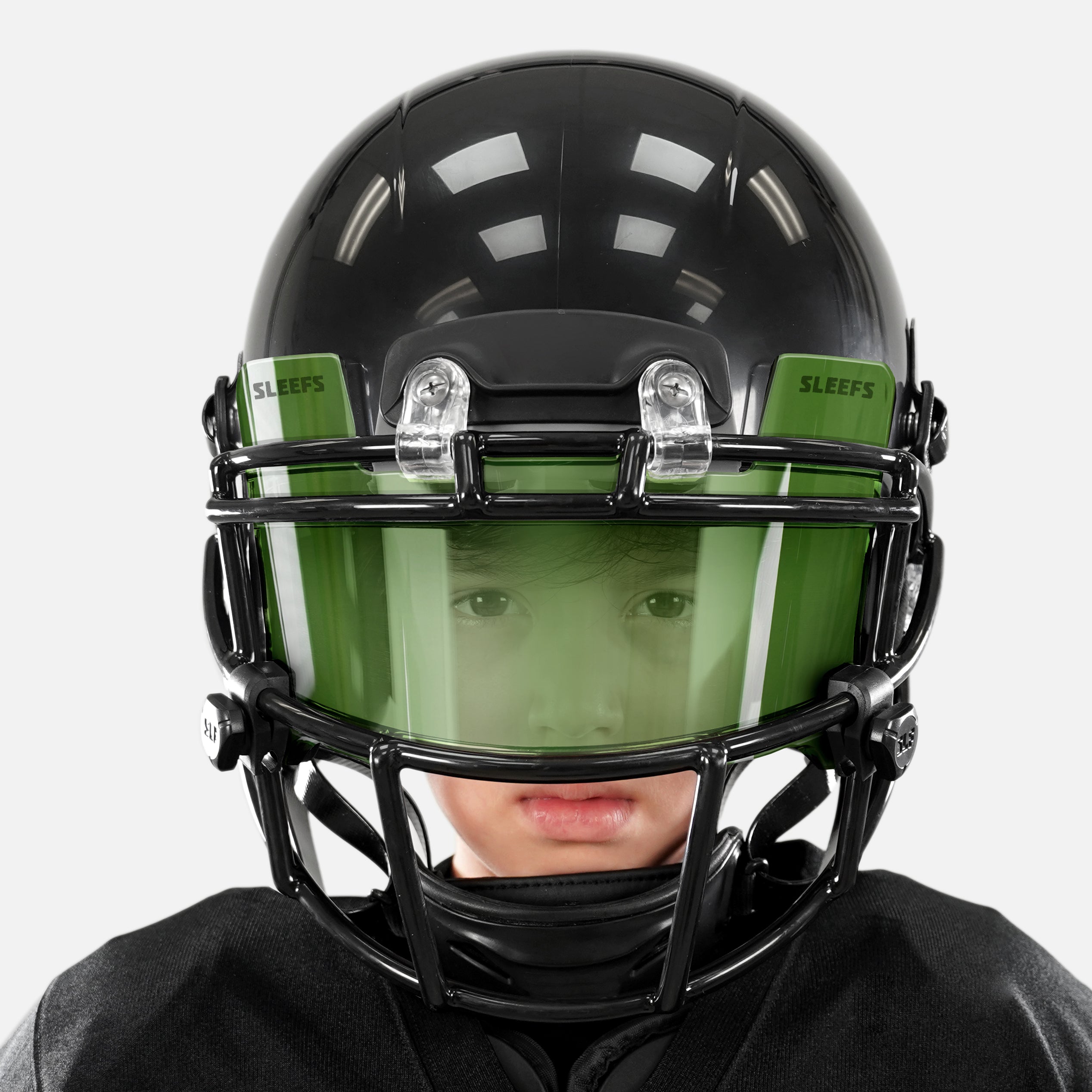 dark football visors for helmets Reyrr VISION Midnight Black Visor, 9.2% VLT Fits both Youth and Adult helmets Midnight Black Football Helmet Visor