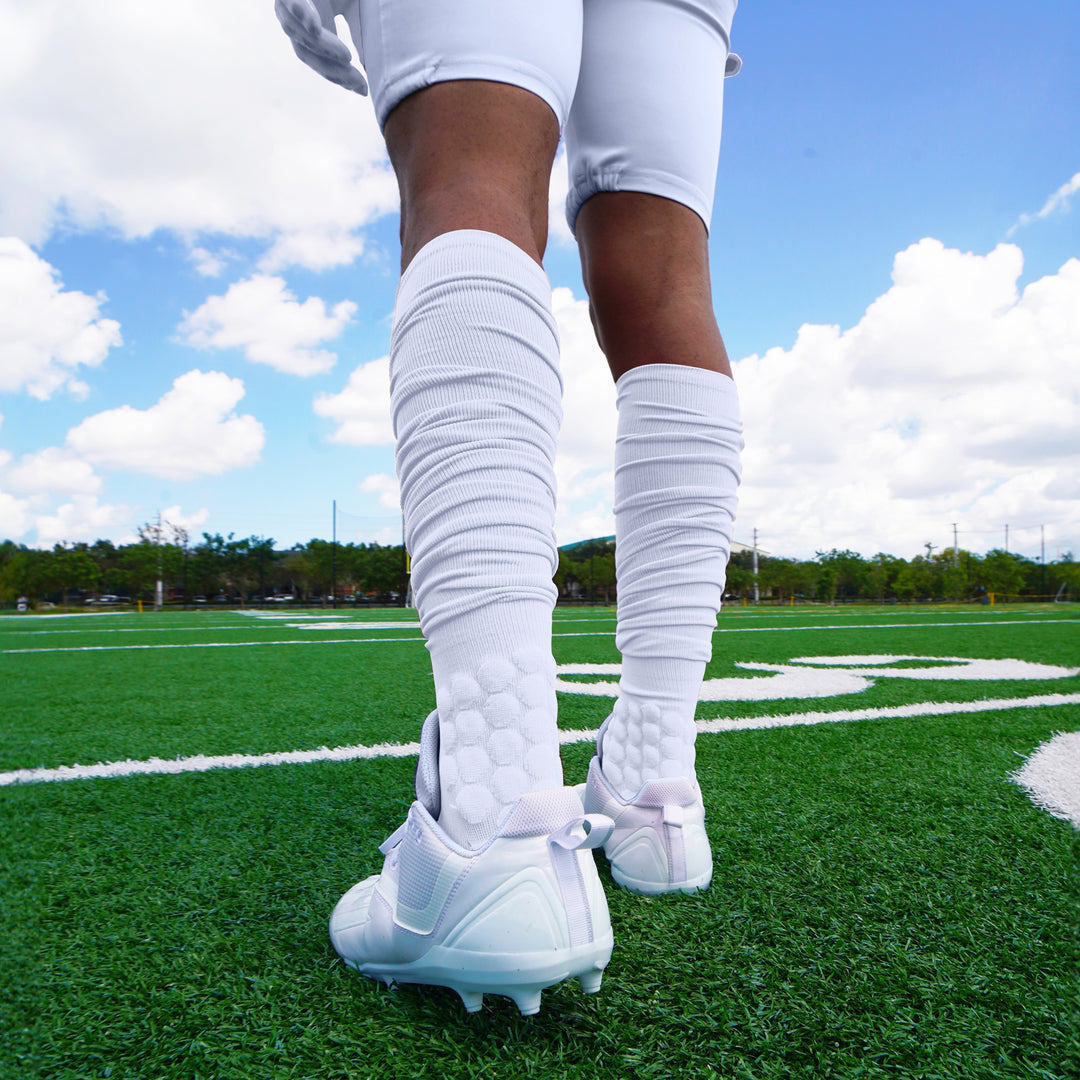 White Football Padded Long Socks