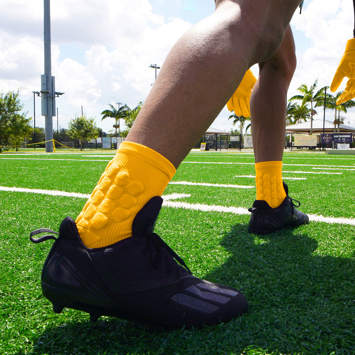 Hue Yellow Gold Football Padded Short Socks