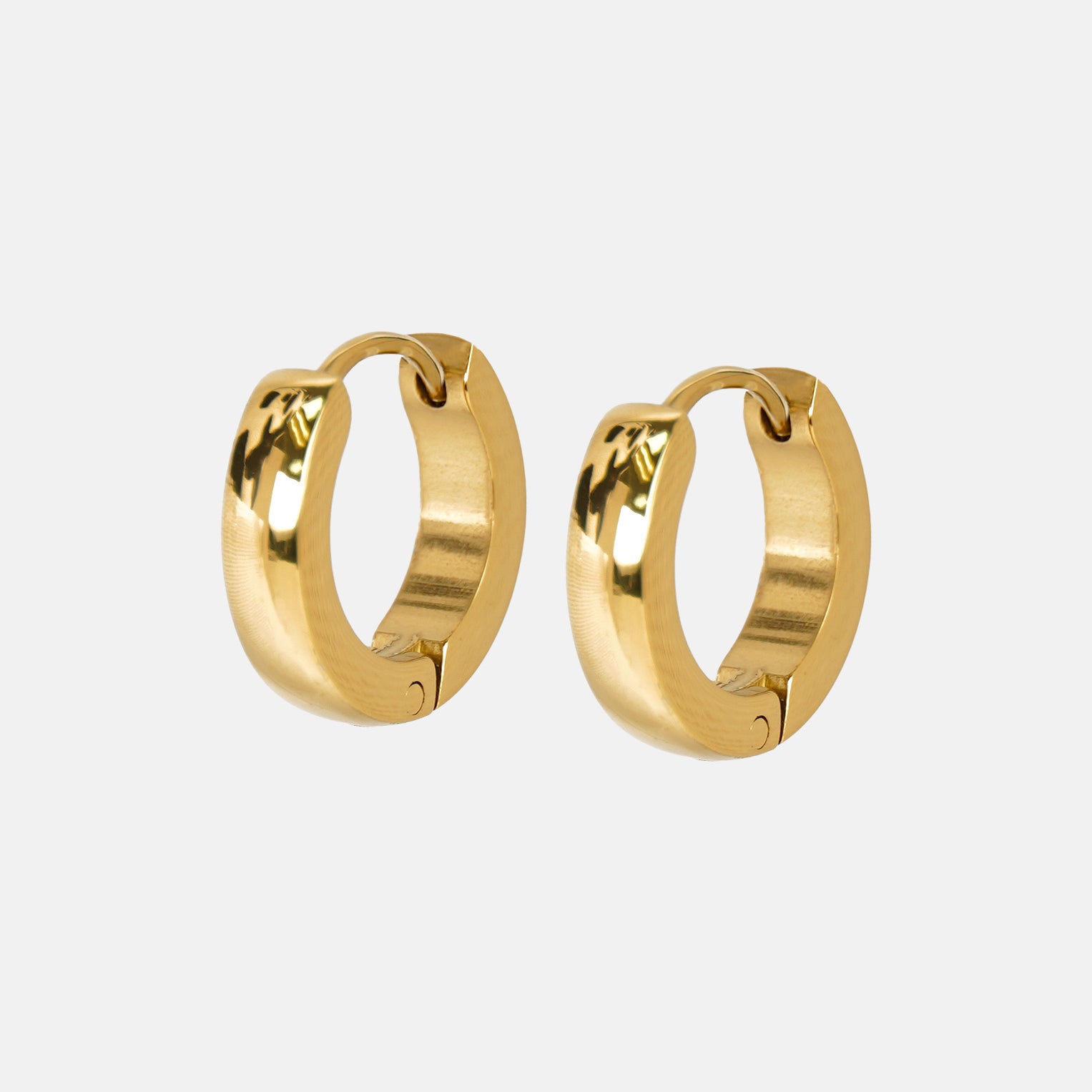 Gold Plated Stainless Steel Small Hoop Hinged Earrings Men Women