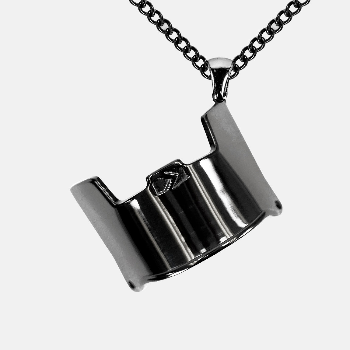 Helmet Visor Pendant with Chain Necklace - Black Stainless Steel