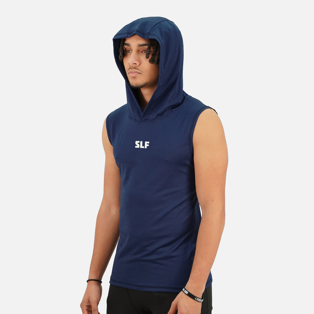 Hue Navy Sleeveless Compression Hoodie