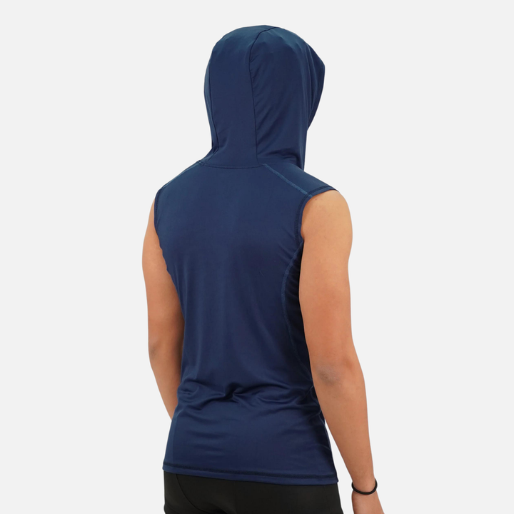 Hue Navy Sleeveless Compression Hoodie