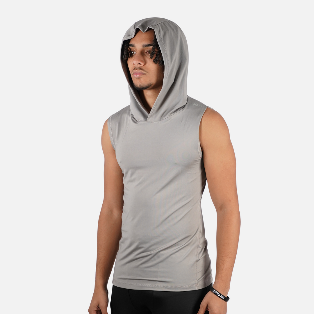 Iron Gray Sleeveless Compression Hoodie