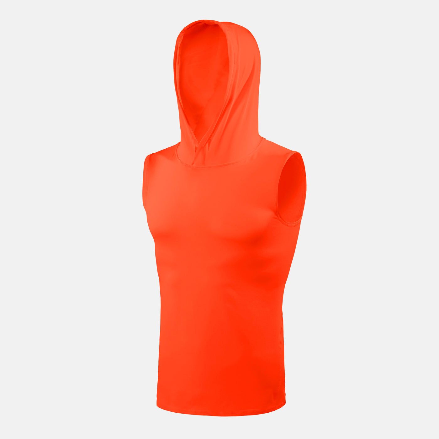 Neon Orange Sleeveless Compression Hoodie