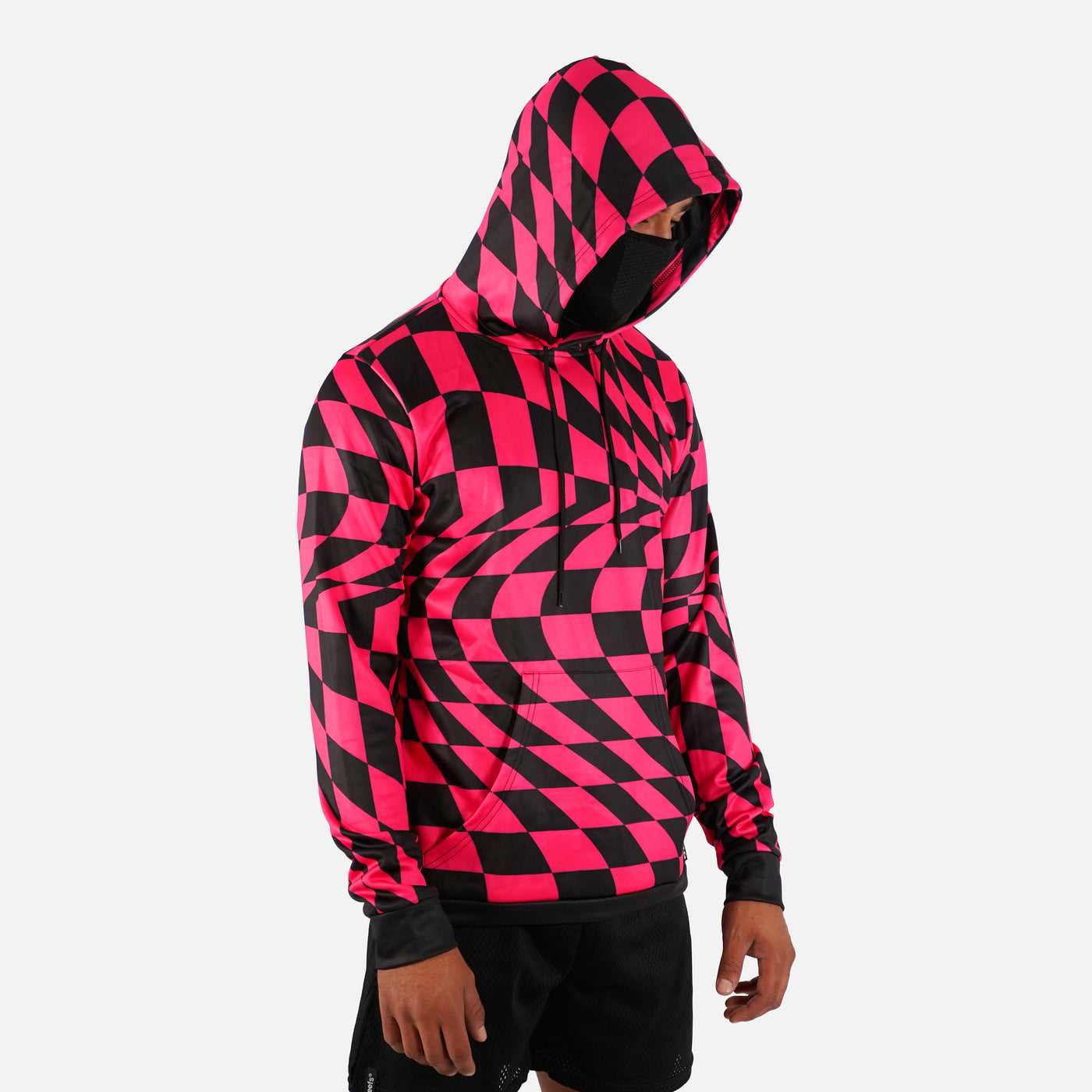 Pink Warped Checkered Hoodie
