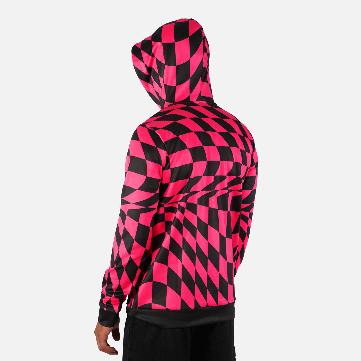 Pink Warped Checkered Hoodie