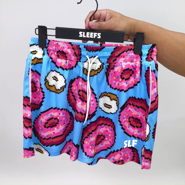 Pixel Donuts Light Blue Shorts - 5"