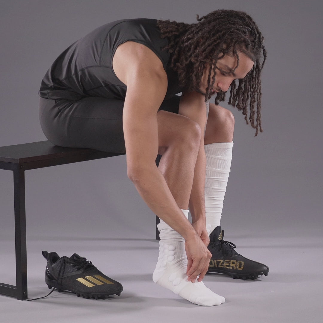 White Football Padded Long Socks