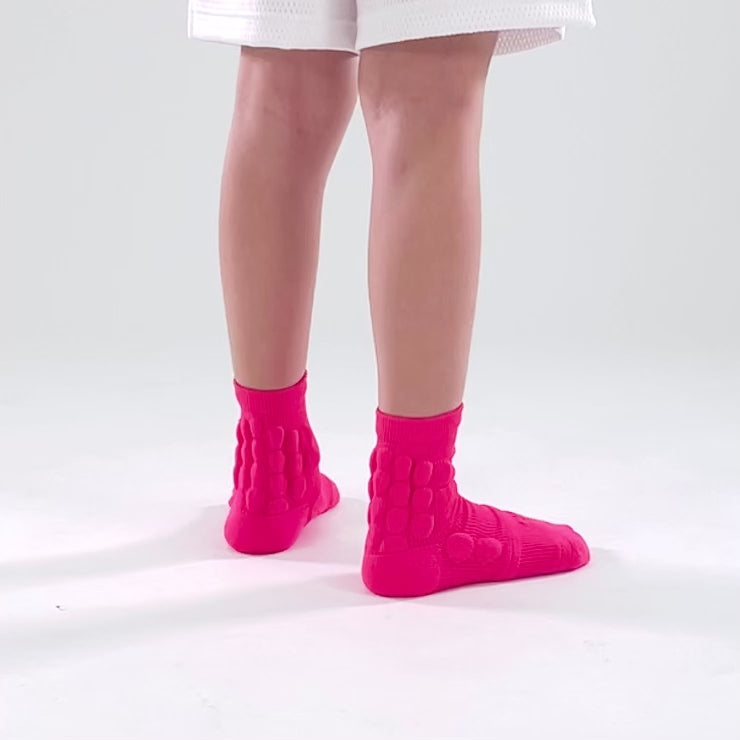 Hue Pink Football Padded Short Kids Socks