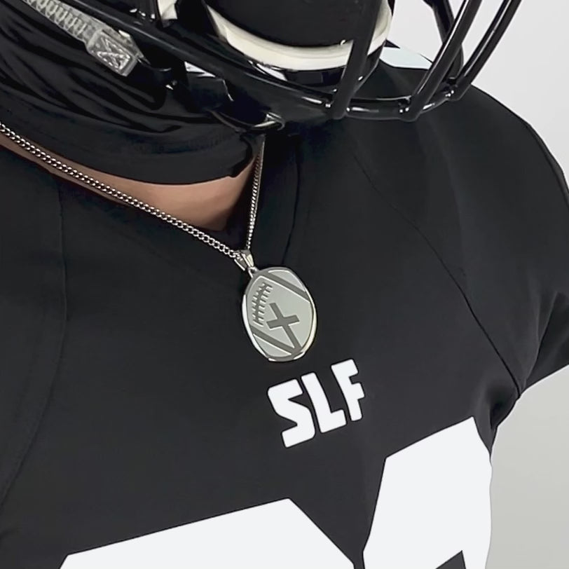 Football Faith Cross Pendant with Chain Necklace - Stainless Steel