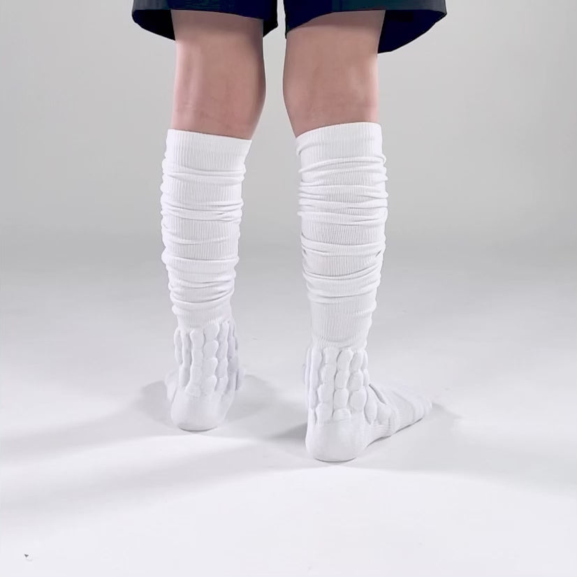 White Football Padded Long Kids Socks