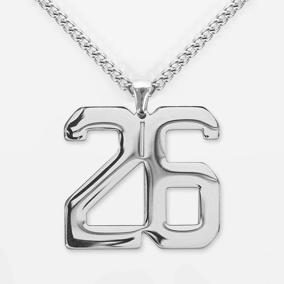 26 Number Pendant with Chain Necklace - Stainless Steel