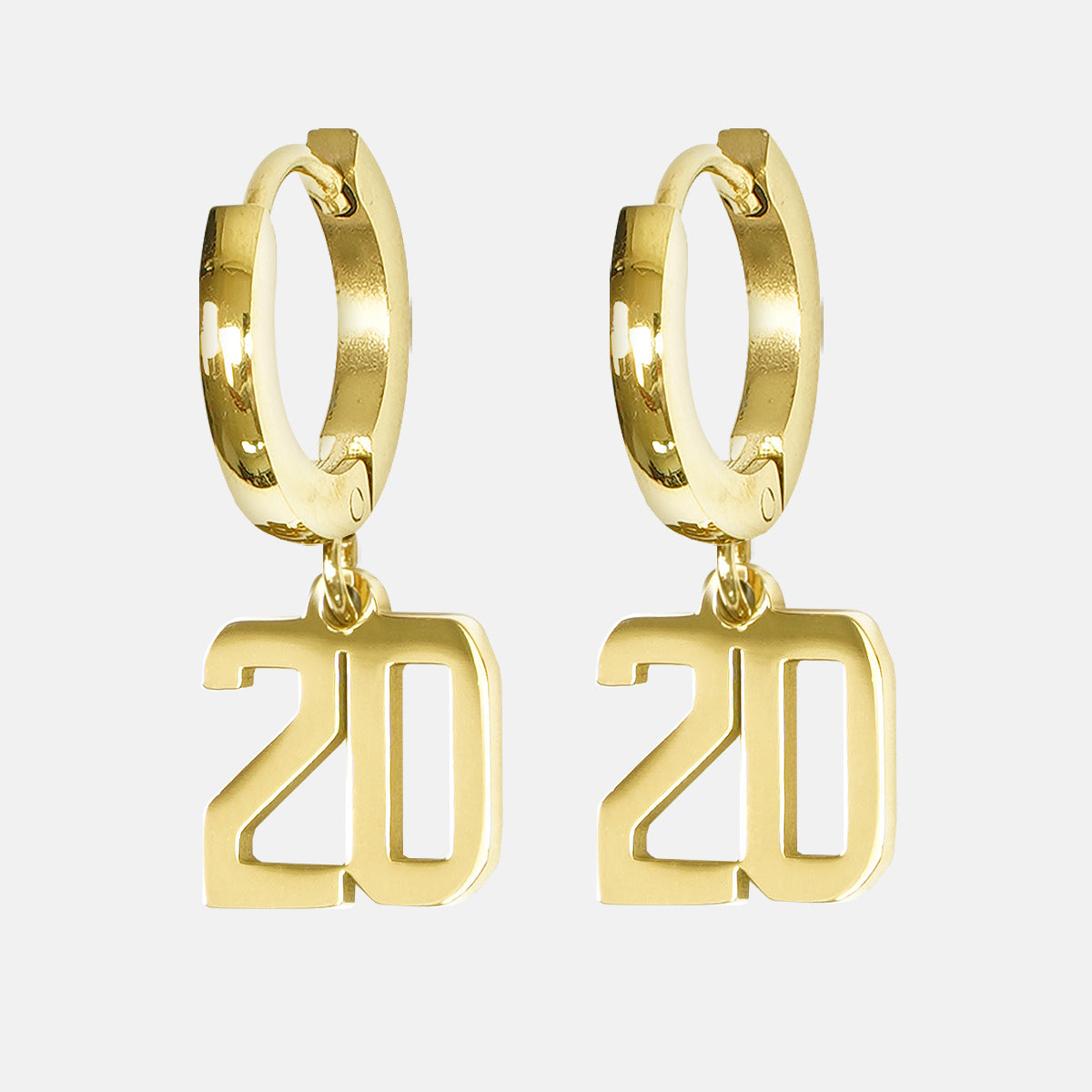 20 Number Earring - Gold Plated Stainless Steel