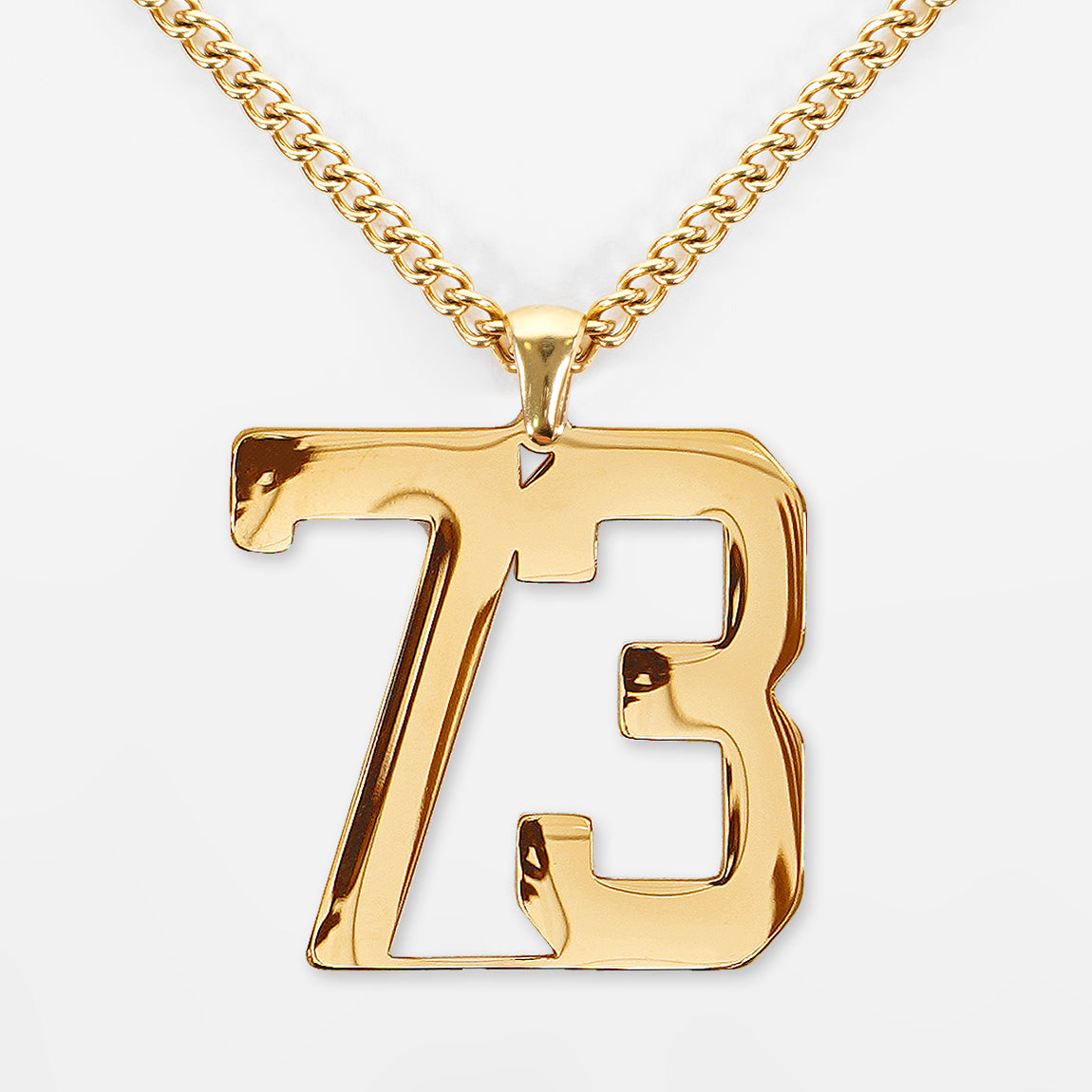 73 Number Pendant with Chain Necklace - Gold Plated Stainless Steel