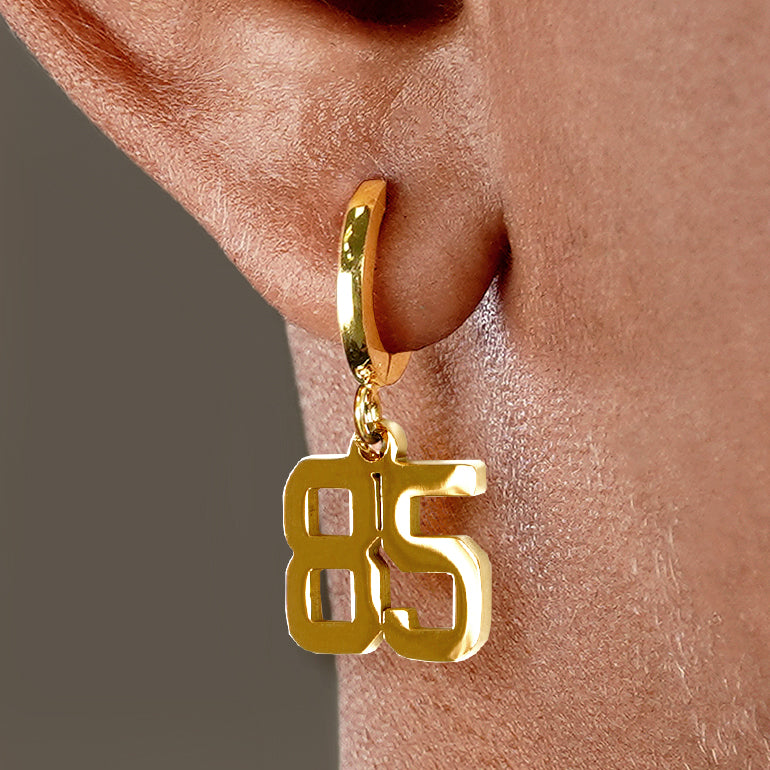 85 Number Earring - Gold Plated Stainless Steel