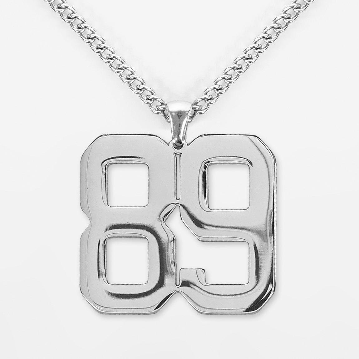 89 Number Pendant with Chain Necklace - Stainless Steel