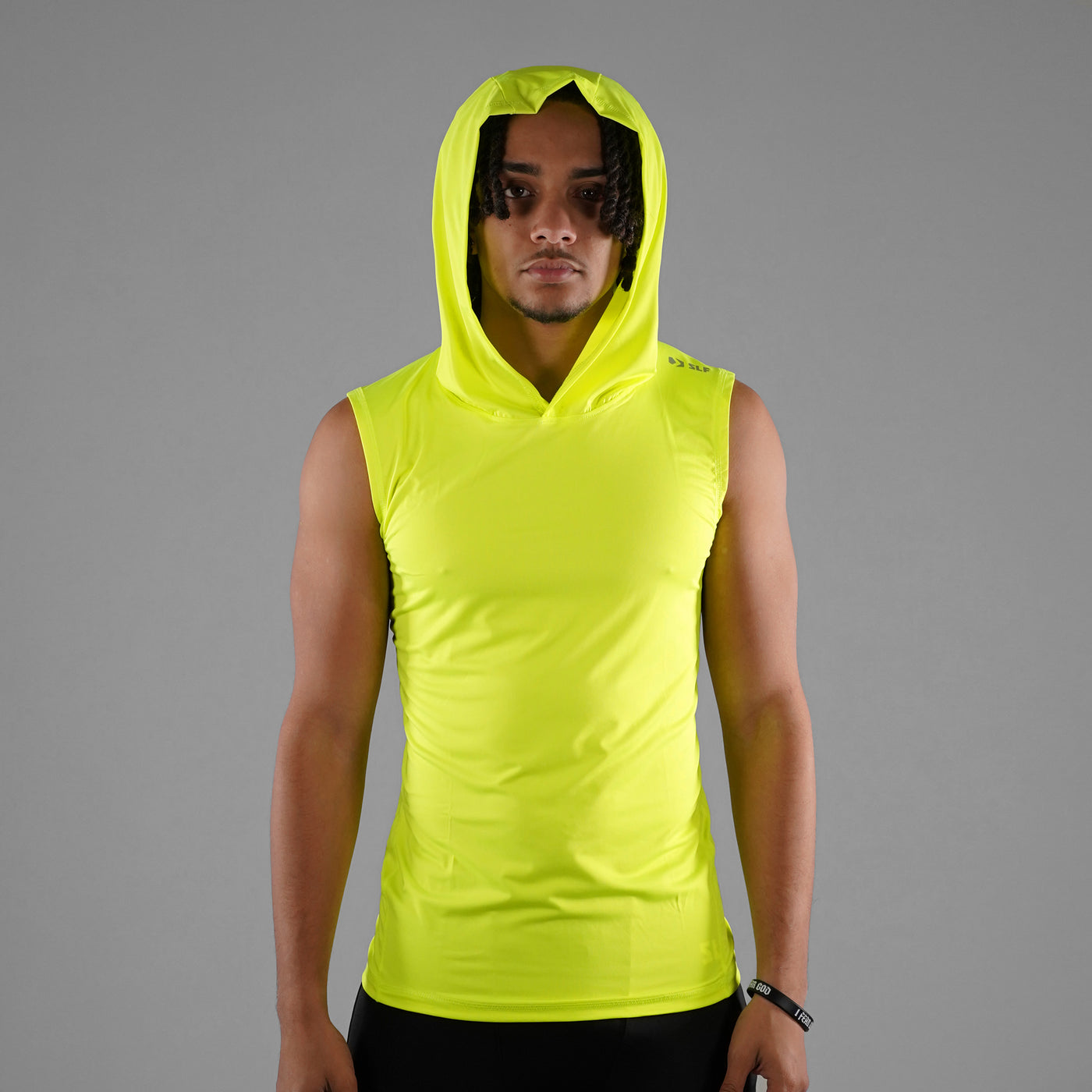Safety Yellow Sleeveless Compression Hoodie