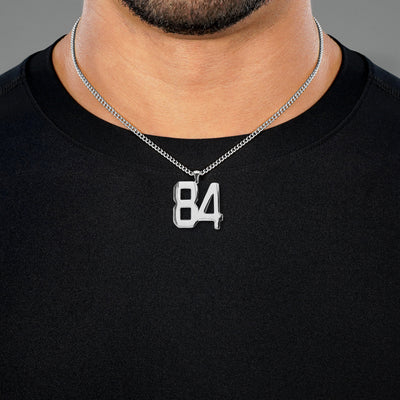 84 Number Pendant with Chain Necklace - Stainless Steel