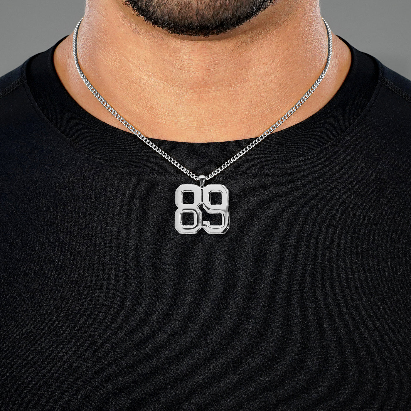 89 Number Pendant with Chain Necklace - Stainless Steel