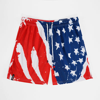 Watercolor USA Flag Shorts - 7"