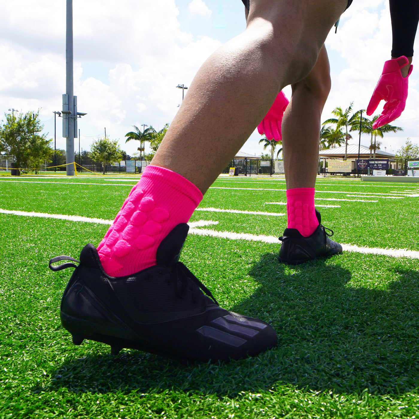 Hue Pink Football Padded Short Socks