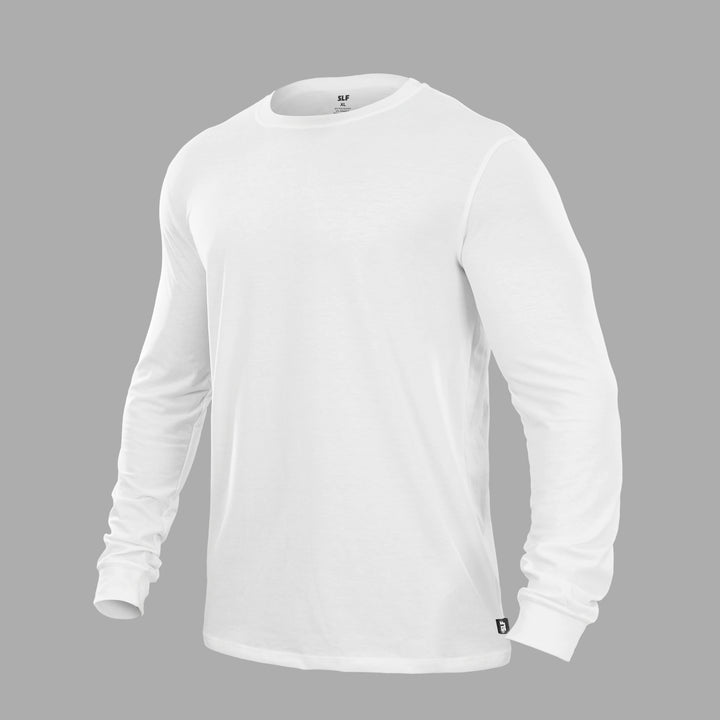 Basic White Dry Fit Cotton/Poly Long Sleeve Tee