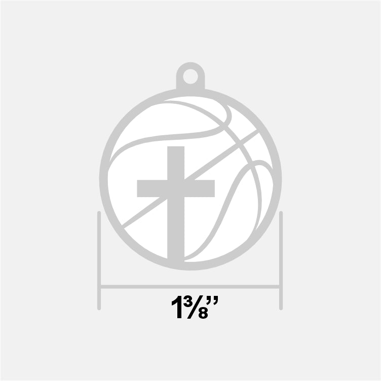 Basketball Faith Cross Pendant with Chain Necklace - Stainless Steel