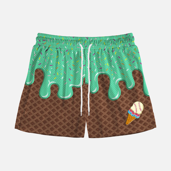 Ice Cream Cone Aquamarine Kids Shorts - 5"