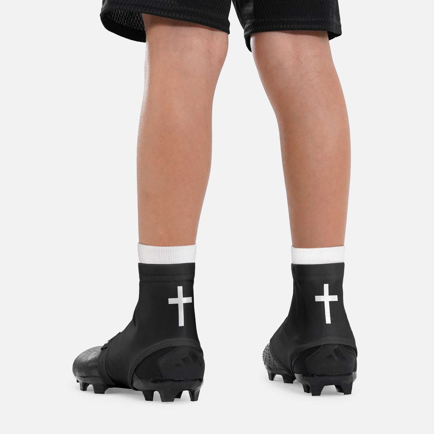 Faith Cross Black Kids Spats / Cleat Covers