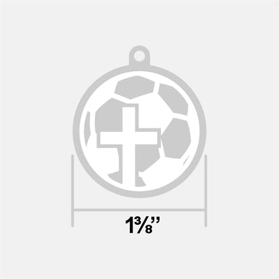 Soccer Faith Cross Pendant with Chain Necklace - Stainless Steel