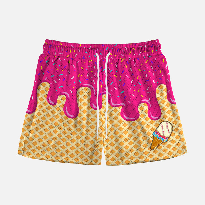Ice Cream Cone Magenta Kids Shorts - 5"