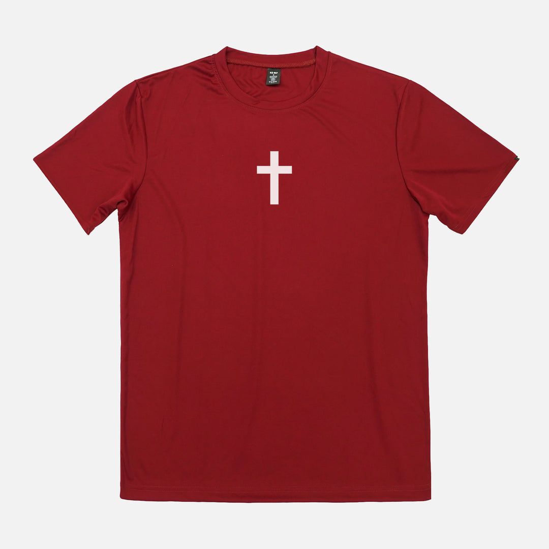 Faith Cross Maroon Quick Dry Shirt