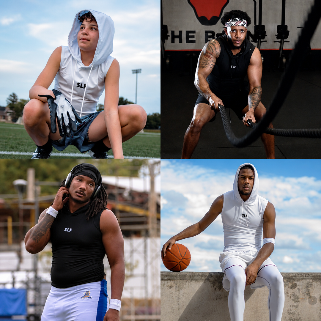 White Sleeveless Compression Hoodie - Big