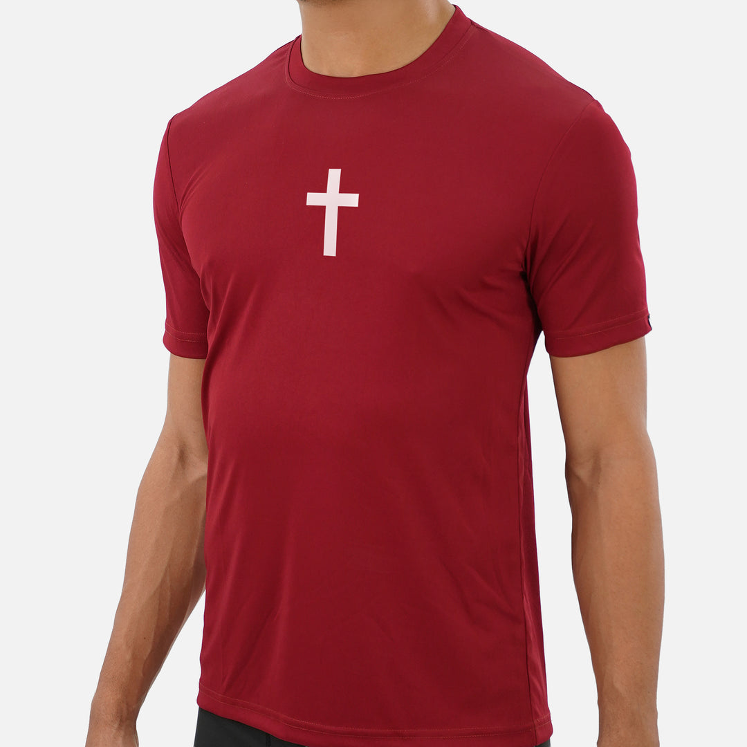Faith Cross Maroon Quick Dry Shirt