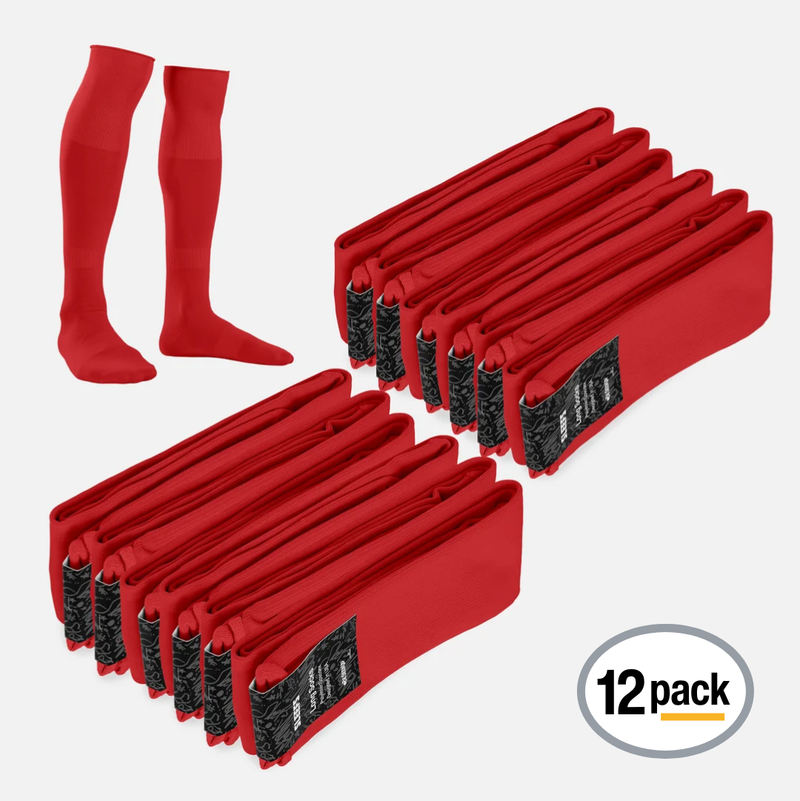 12 Pack Cardinal Red Over The Knee Sport Socks