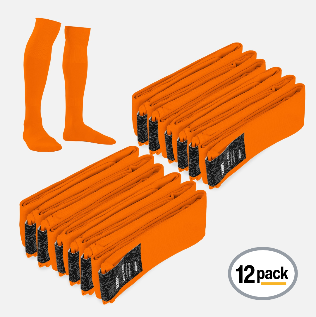 12 Pack Hot Orange Over The Knee Sport Socks