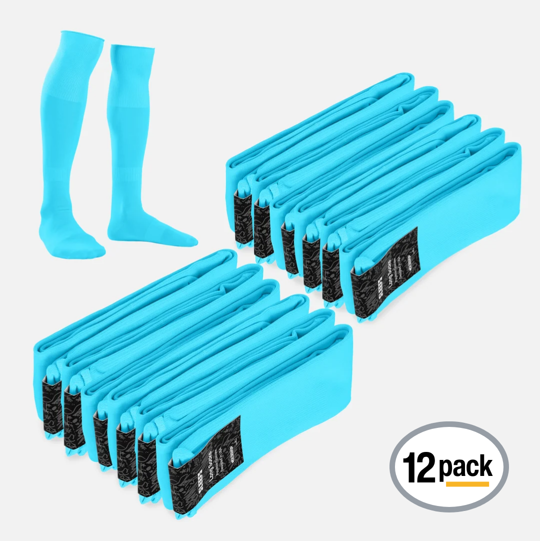 12 Pack Sky Blue Over The Knee Sport Socks