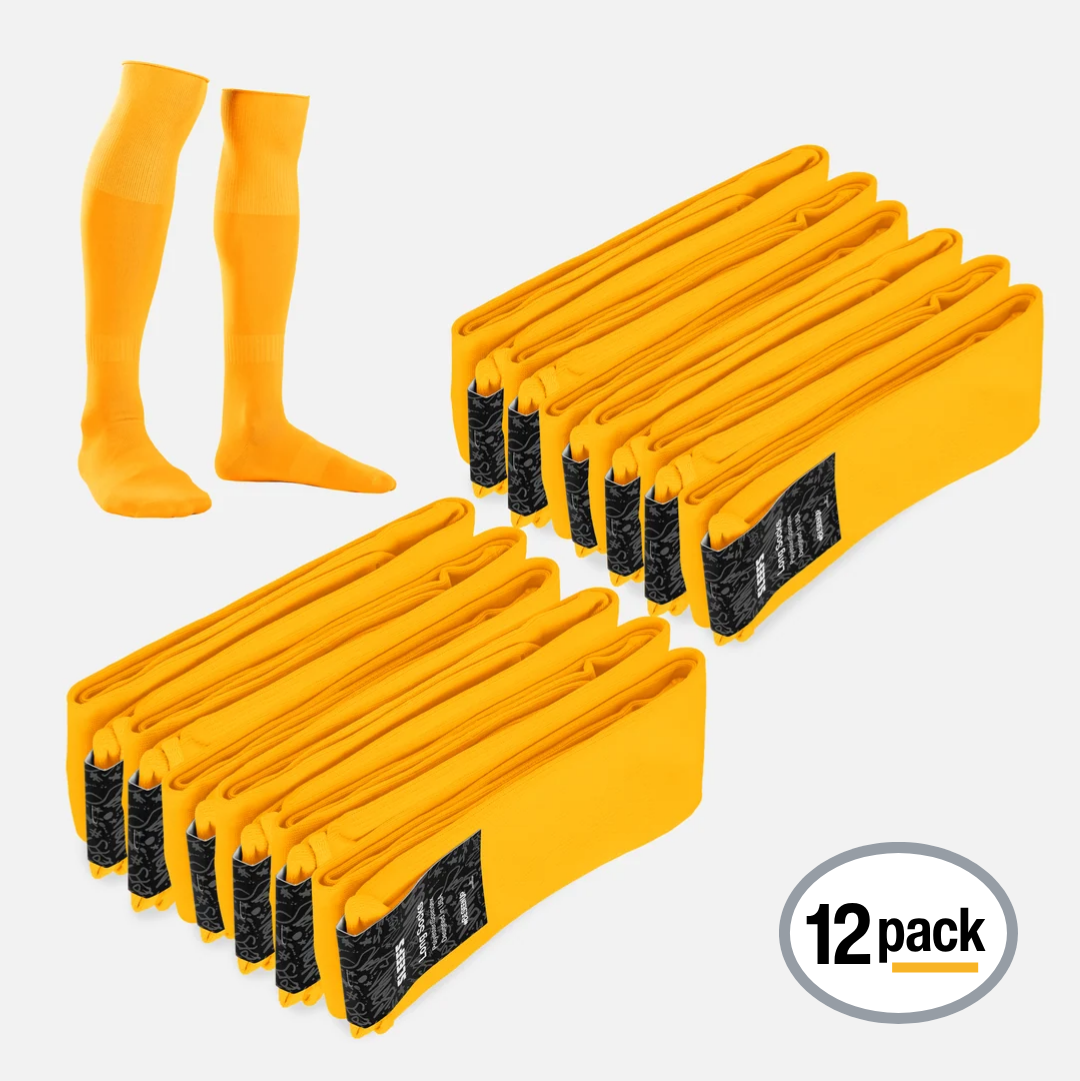 12 Pack Yellow Gold Over The Knee Sport Socks